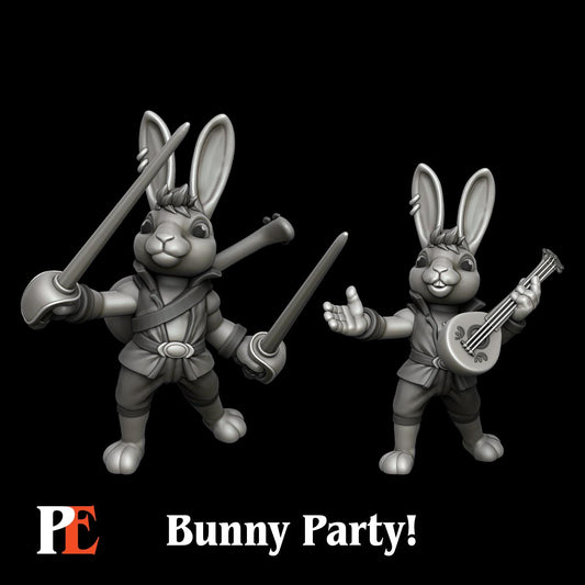Bunny Bard | Bunny Party | Printed Encounters | UNPAINTED Miniature in Resin