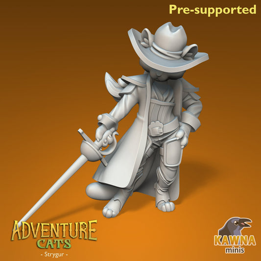 Strygur Fighter Cat - Female | Kawna | Adventure Cats | UNPAINTED Miniature in Resin