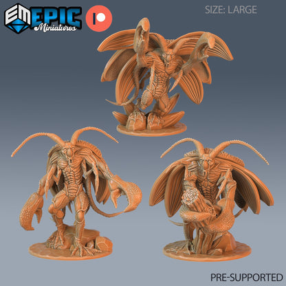 Lobster Cockroach Set (3 versions) | Aqua Tribe Warrior | Underwater Ocean Encounter | Epic Miniatures | UNPAINTED Miniature in Resin