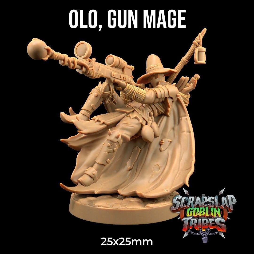 Olo, Gun Mage | Scrap Slap Goblin Tribes | Dragon Trappers Lodge | UNPAINTED Miniature in Resin