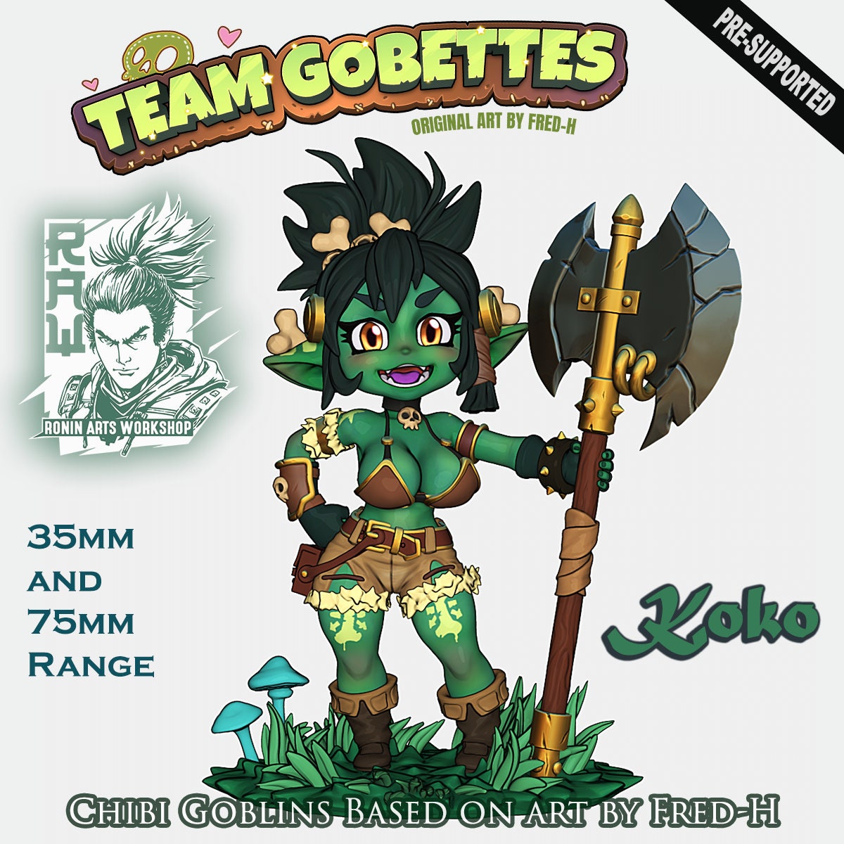 Chibi Goblin, Koko | Ronin Arts Workshop | UNPAINTED Miniature in Resin