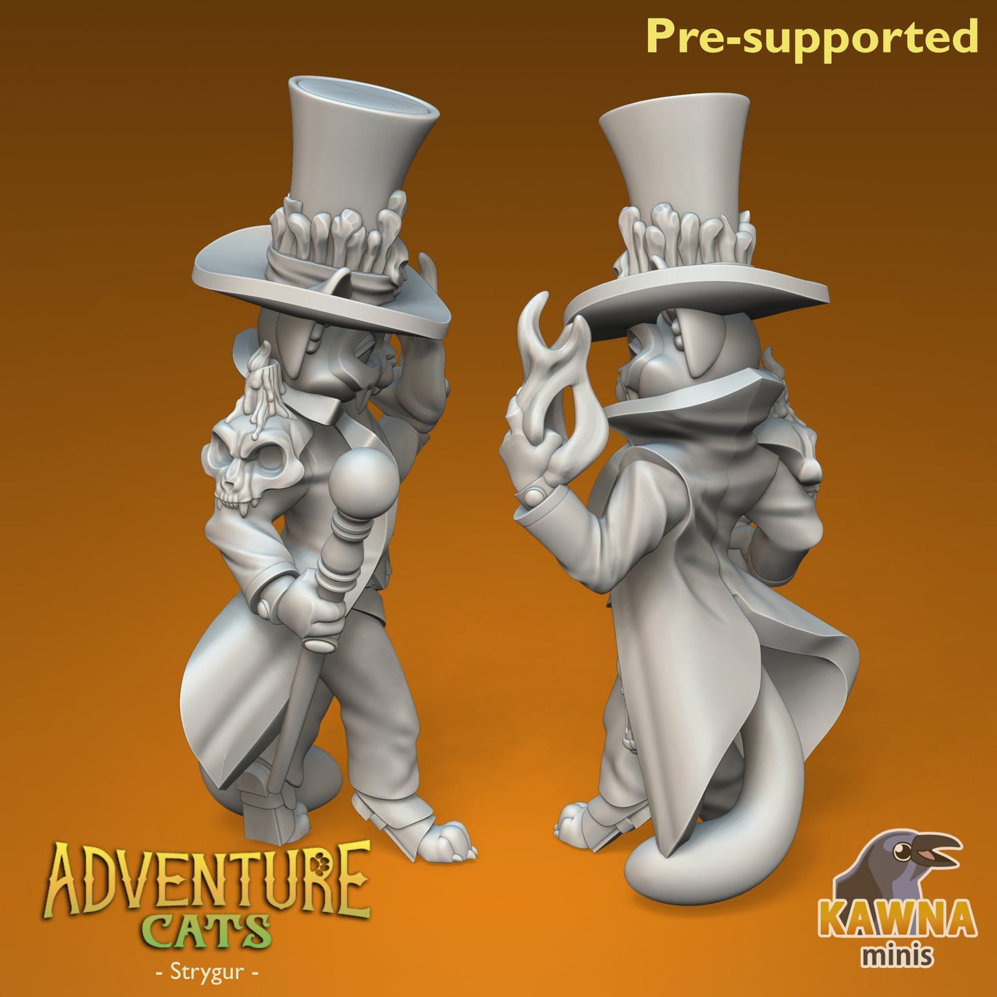 Strygur Warlock Cat - Male | Kawna | Adventure Cats | UNPAINTED Miniature in Resin