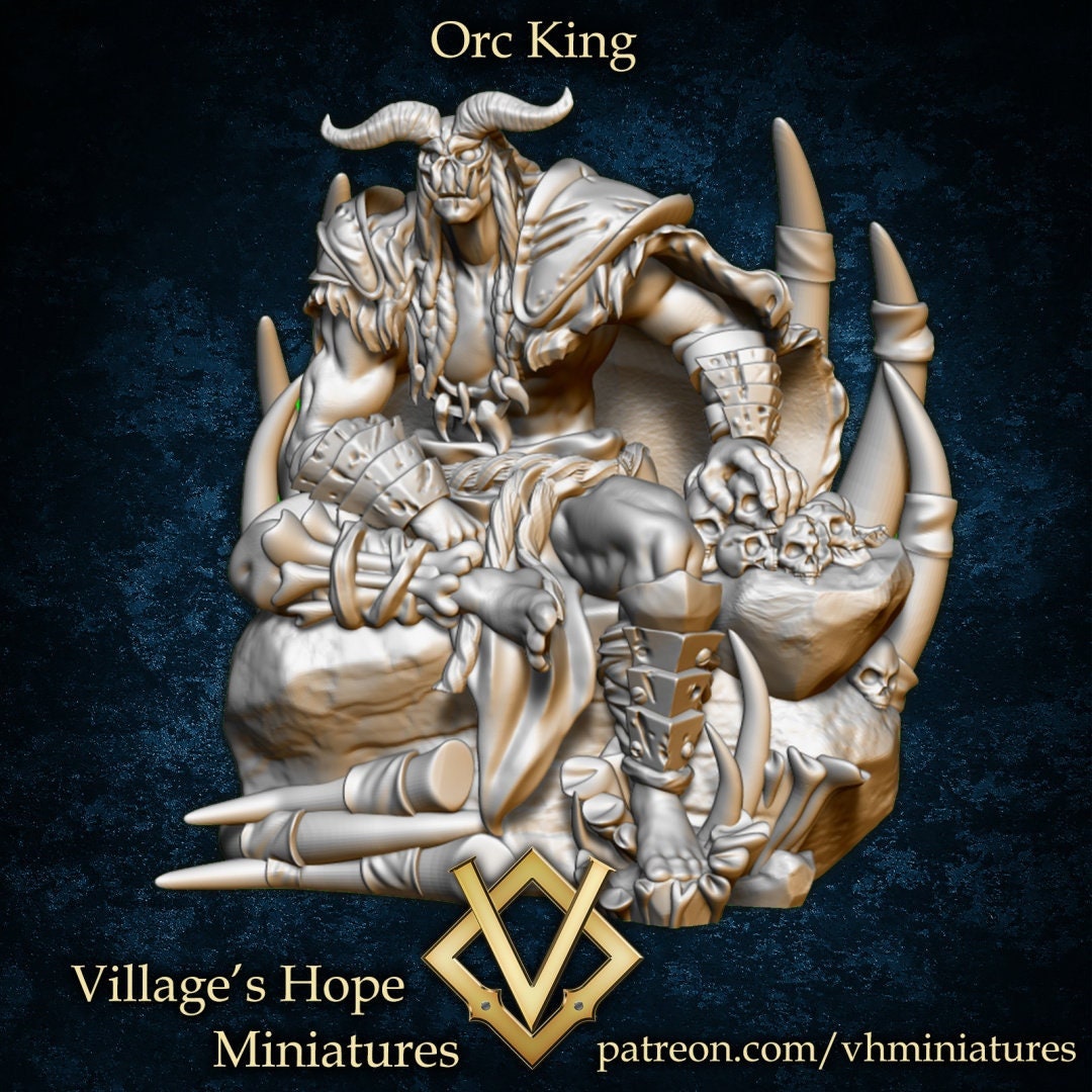Orcs, Orc King & Victims (9 figures) | Village's Hope Miniatures | UNPAINTED Miniature in Resin