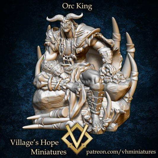Orcs, Orc King & Victims (9 figures) | Village's Hope Miniatures | UNPAINTED Miniature in Resin