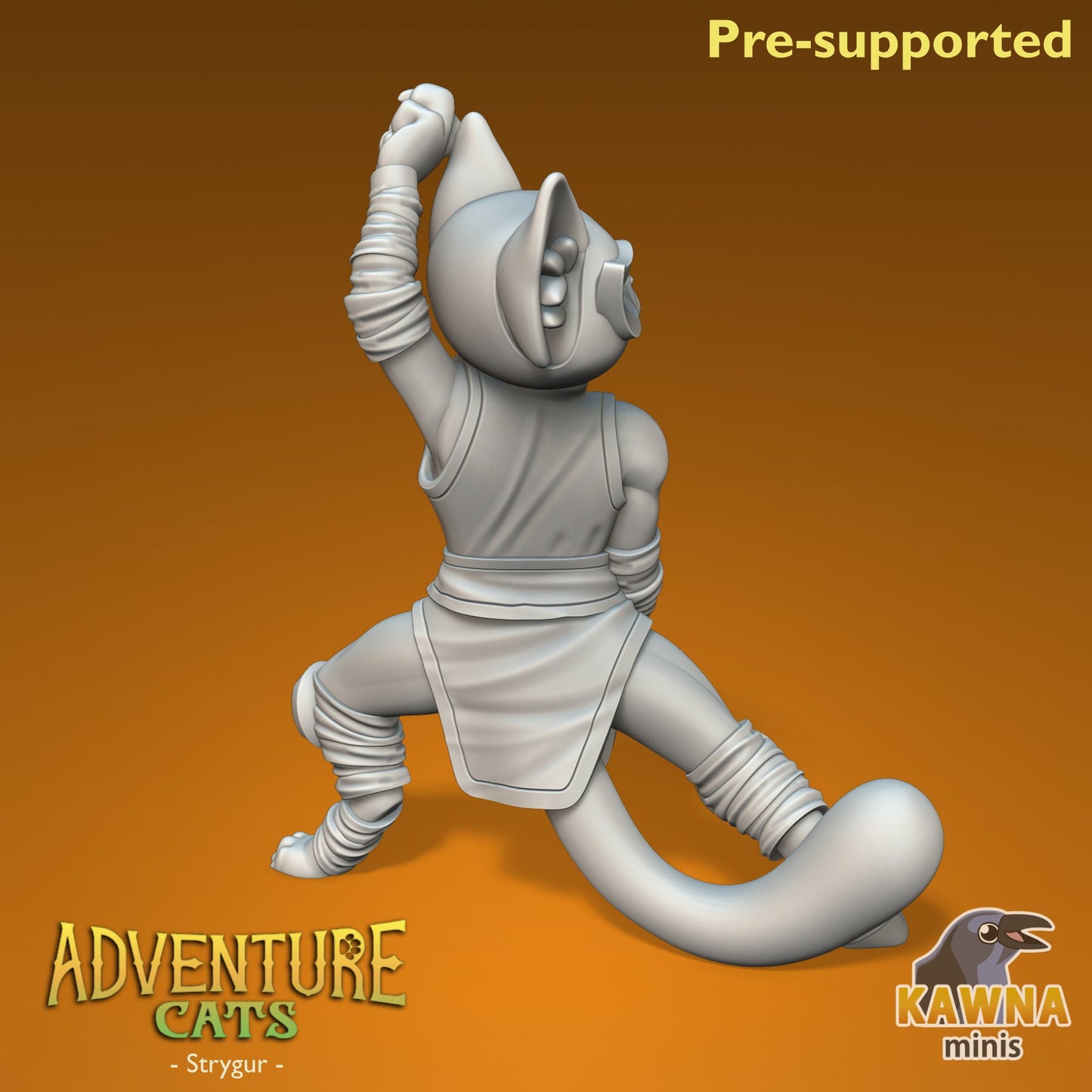 Strygur Monk Cat - Female | Kawna | Adventure Cats | UNPAINTED Miniature in Resin