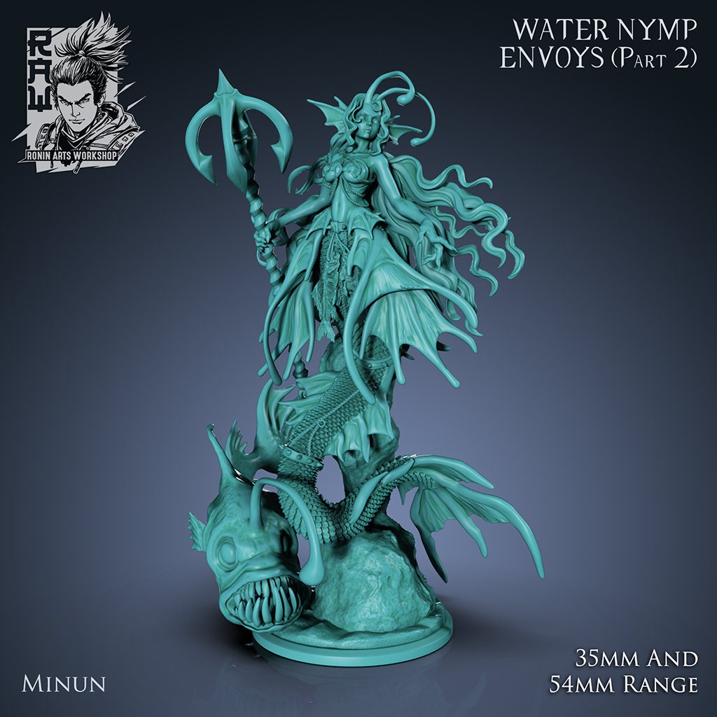 Minun the Scholar (Dual-form Mini) | Mermaid | Ronin Arts Workshop | UNPAINTED Miniature in Resin