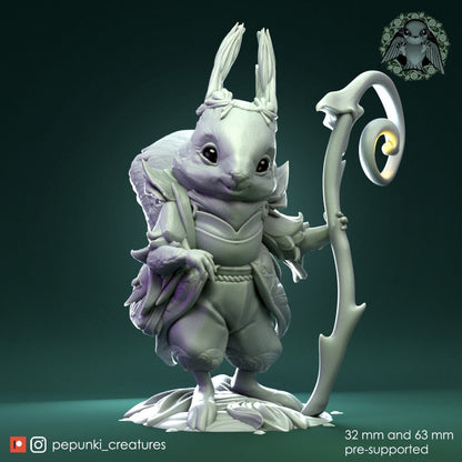 Squirrel Traveller Wizard Miniature | Pepunki Creatures