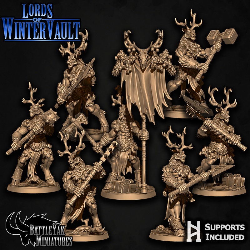 Banedeer Slaypack (7 versions) | Battle Yak Miniatures are One Page Rules Compatible | UNPAINTED Miniature in Resin