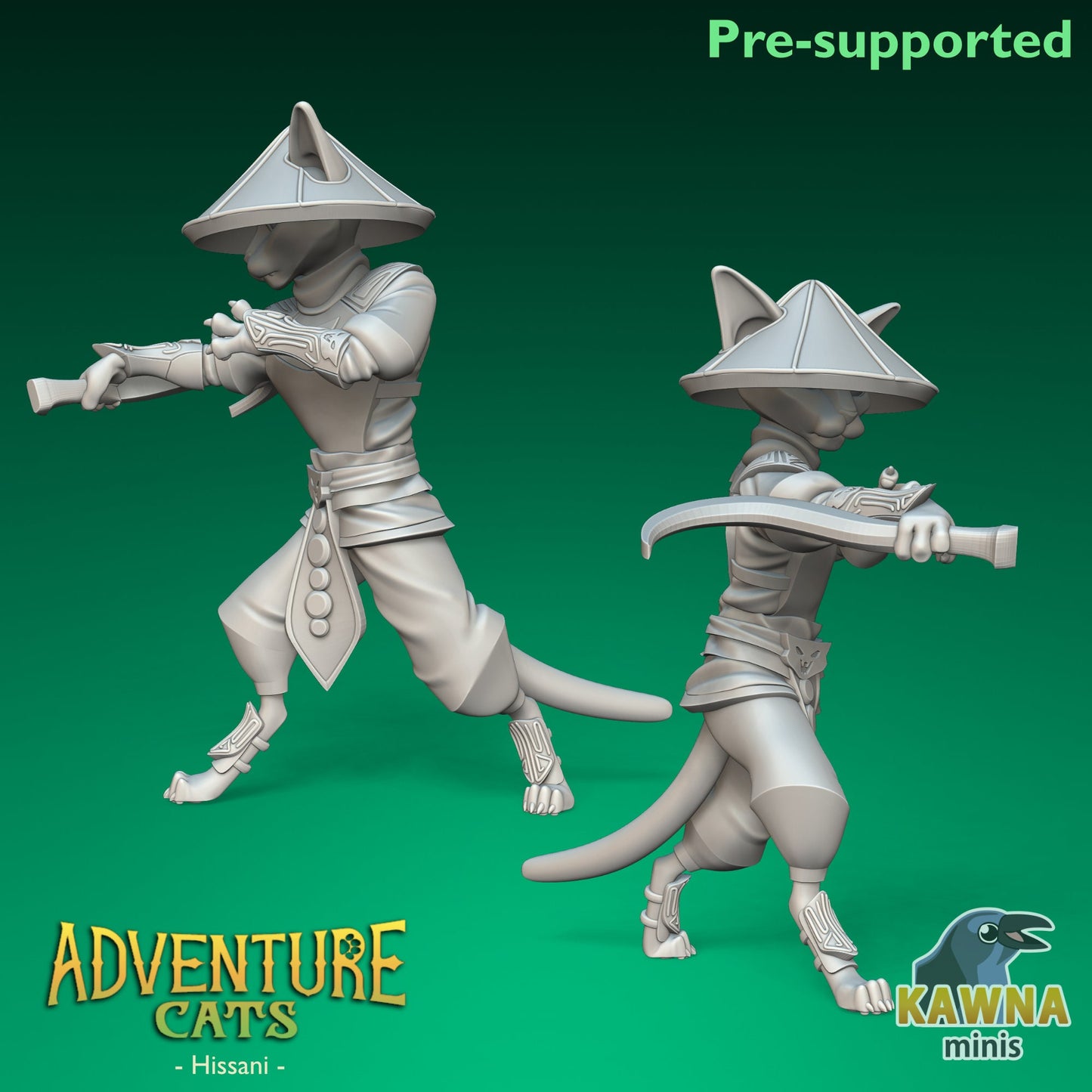 Hissani Rogue Cat - Male | Kawna | Adventure Cats | UNPAINTED Miniature in Resin