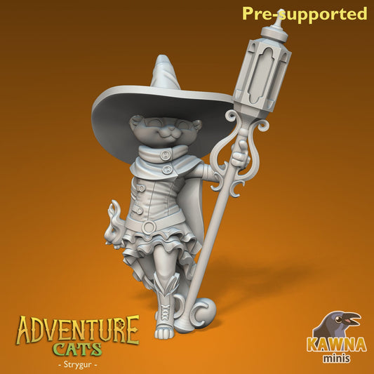 Strygur Wizard Cat - Female | Kawna | Adventure Cats | UNPAINTED Miniature in Resin