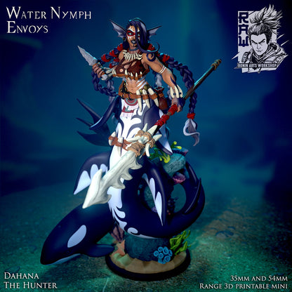 Dahana the Hunter (Dual-form Mini) | Mermaid | Ronin Arts Workshop | UNPAINTED Miniature in Resin