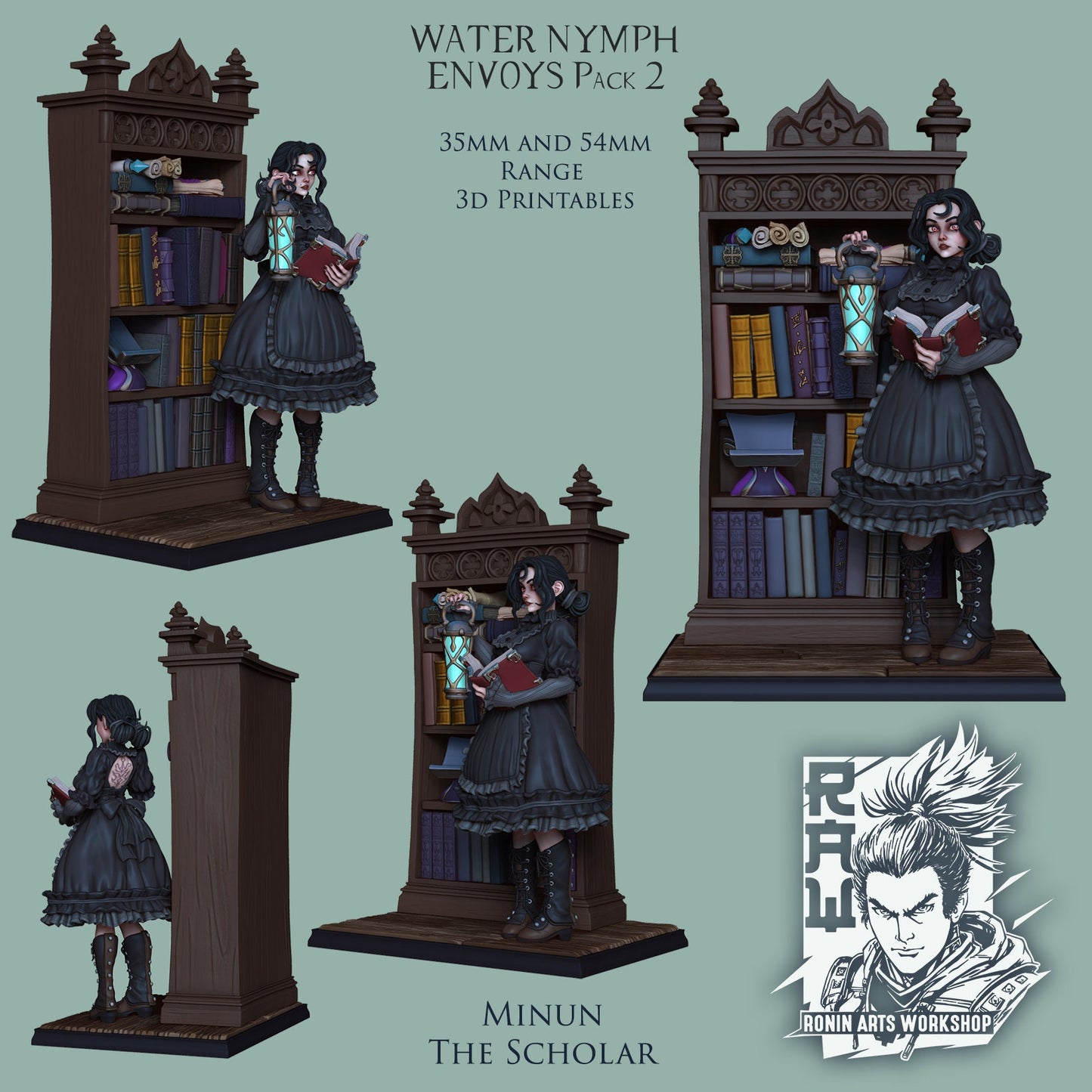 Minun the Scholar (Dual-form Mini) | Mermaid | Ronin Arts Workshop | UNPAINTED Miniature in Resin