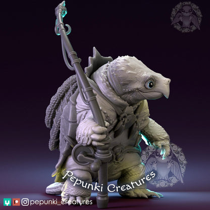 Snapping Turtle Fisherman | Pepunki Creatures | UNPAINTED Miniature in Resin