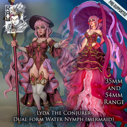 Lyda The Conjurer | Dual Form (Mermaid) | Ronin Arts Workshop | UNPAINTED Miniature in Resin