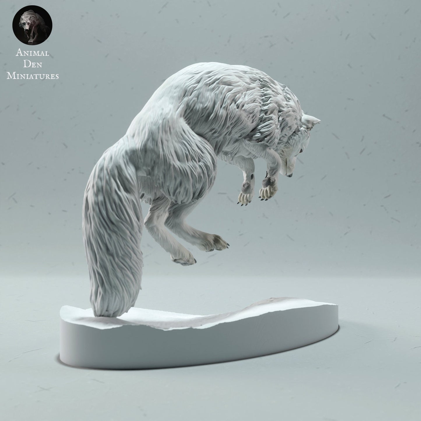 Arctic Fox Jumping | Animal Den Miniatures | UNPAINTED Miniature in Resin