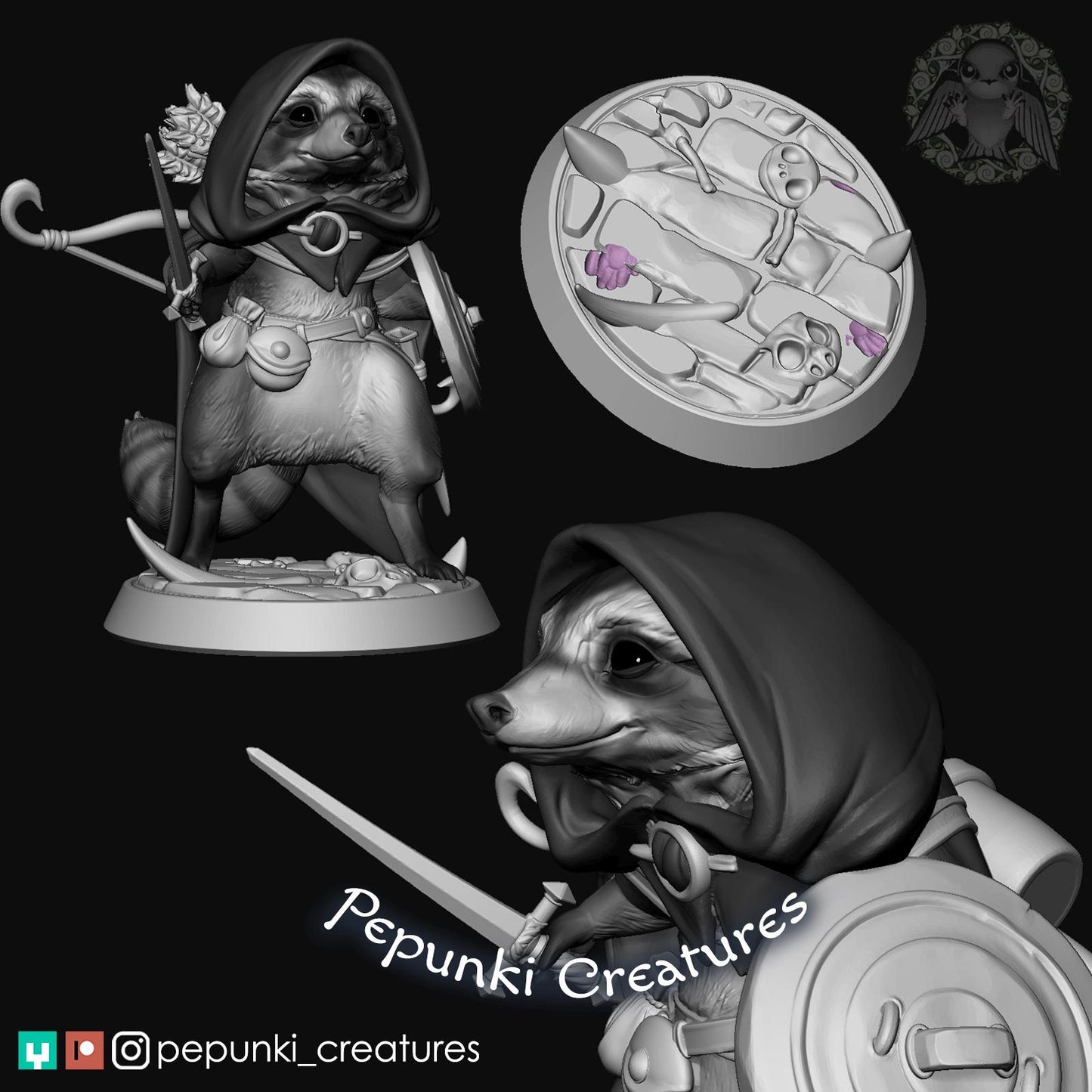 Raccoon Rogue | Pepunki Creatures | UNPAINTED Miniature in Resin