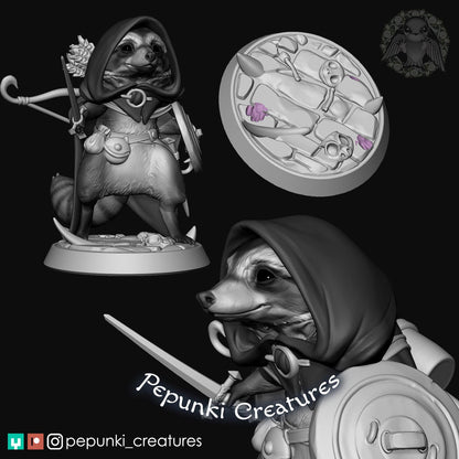 Raccoon Rogue | Pepunki Creatures | UNPAINTED Miniature in Resin