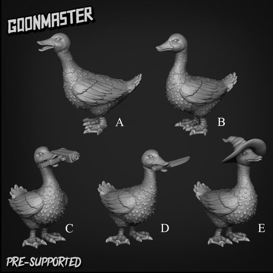 Misbehaving Goose (5 poses) 50mm | Goon Master | UNPAINTED Miniature in Resin
