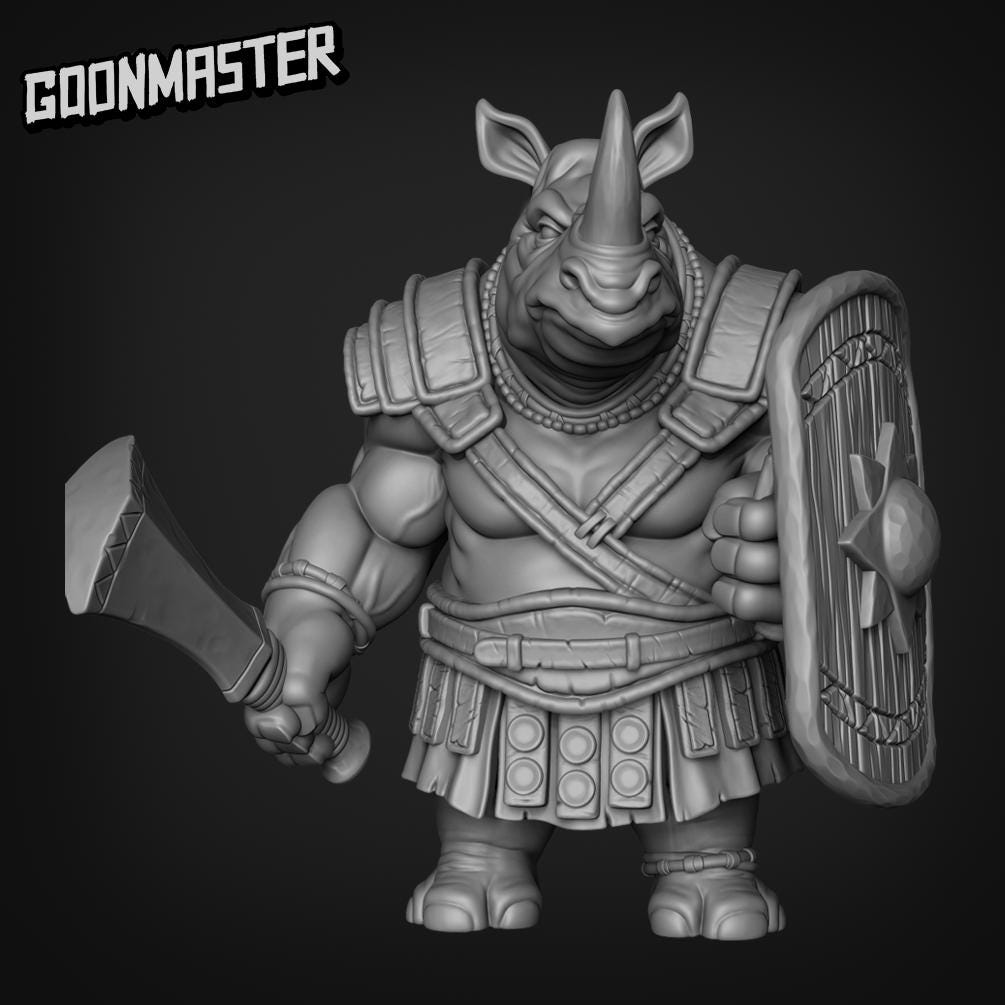 Raging Rhinos (5 poses) Pauldrons - Goon Master | UNPAINTED Miniature in Resin