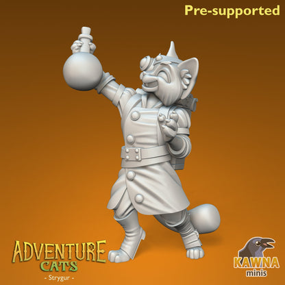 Strygur Artificer Cat - Male | Kawna | Adventure Cats | UNPAINTED Miniature in Resin