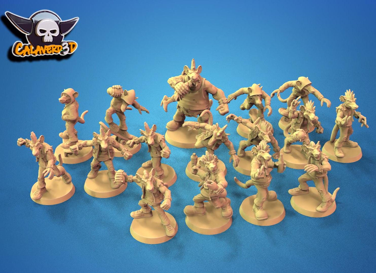 Punk Rats Fantasy Football Team | Calaverd3D | UNPAINTED Miniature in Resin