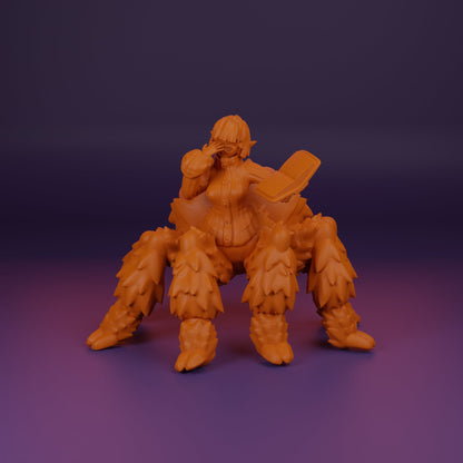 Eli'brari, Drider Book Enjoyer | Spider Girl | Lavender Devilry | UNPAINTED Miniature in Resin