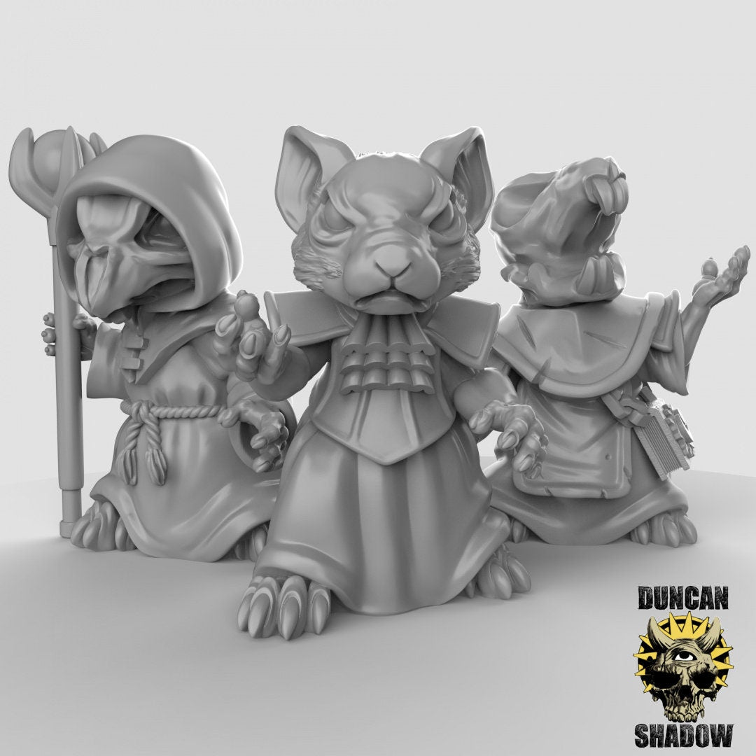 Mousle Necromancers  (Set of 3)| Duncan Shadow | UNPAINTED Miniature in Resin