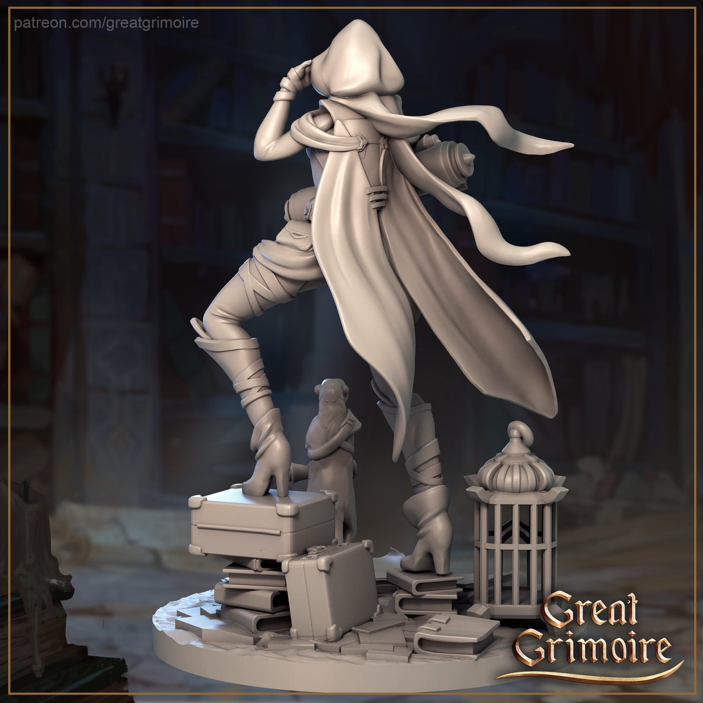 Aisha the Adventure Seeker | Halls of the Secret Sand Library | Great Grimoire | UNPAINTED Miniature in Resin