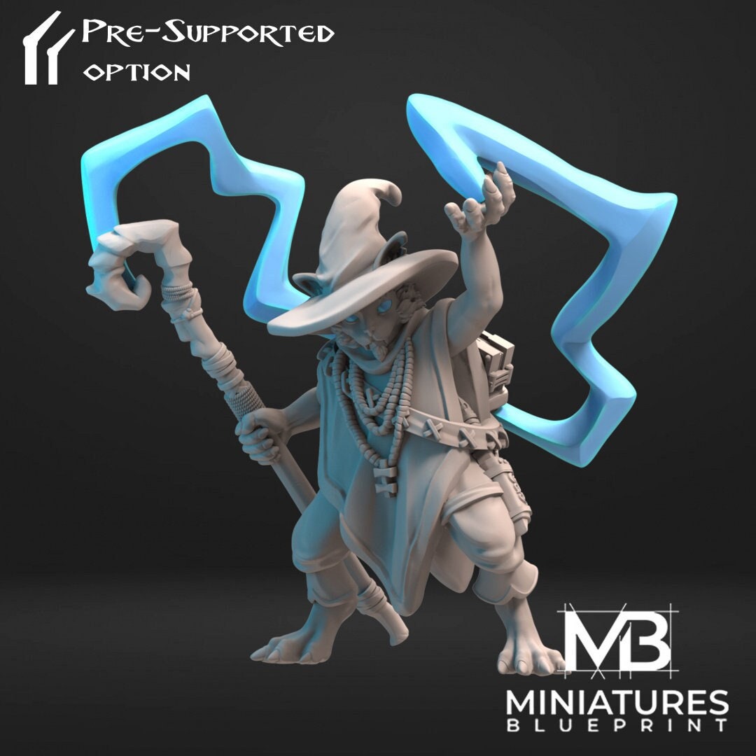 Tekiss Catfolk Mage | Miniatures Blueprint | UNPAINTED Miniature in Resin