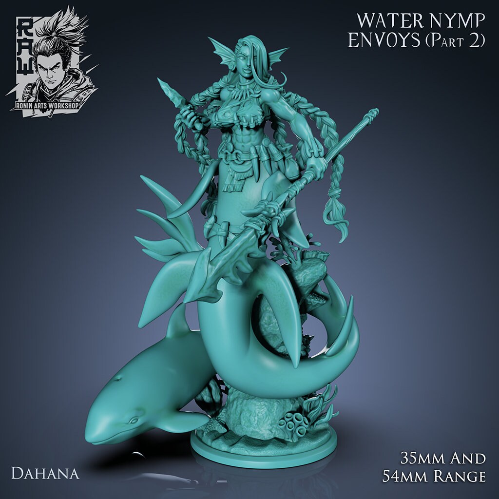 Dahana the Hunter (Dual-form Mini) | Mermaid | Ronin Arts Workshop | UNPAINTED Miniature in Resin