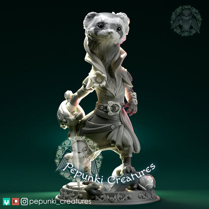 Ferret Rogue Lady | Pepunki Creatures | UNPAINTED Miniature in Resin