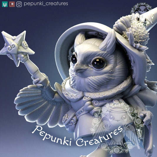 Owl Mage Lady | Pepunki Creatures | UNPAINTED Miniature in Resin