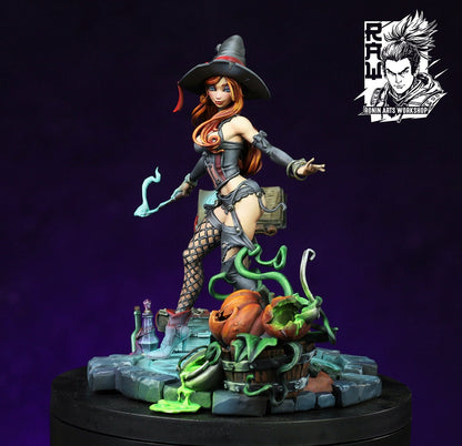 Hazel The Pumpkin Witch (NSFW variant available) | Ronin Arts Workshop | UNPAINTED Miniature in Resin
