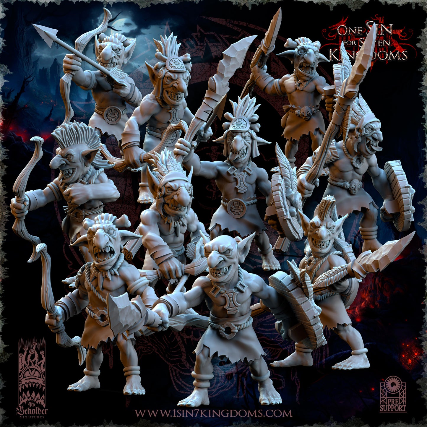 Black Horde Goblins Jungle Warriors | Beholder Miniatures | UNPAINTED Miniature in Resin