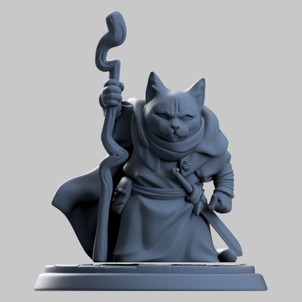 Cat Hermit | Twin Goddess | UNPAINTED Miniature in Resin