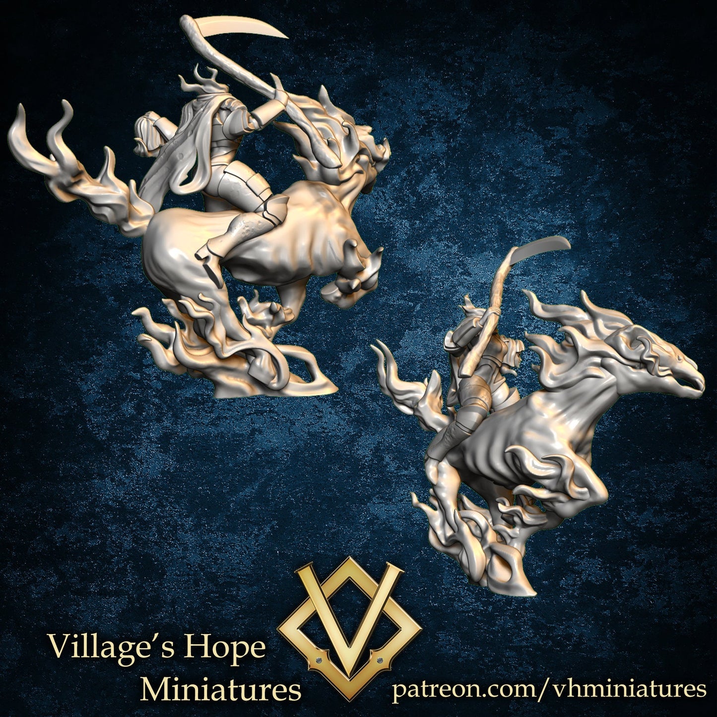 Dullahan with Nightmare Horse Monster Girl | Village's Hope Miniatures | UNPAINTED Miniature in Resin