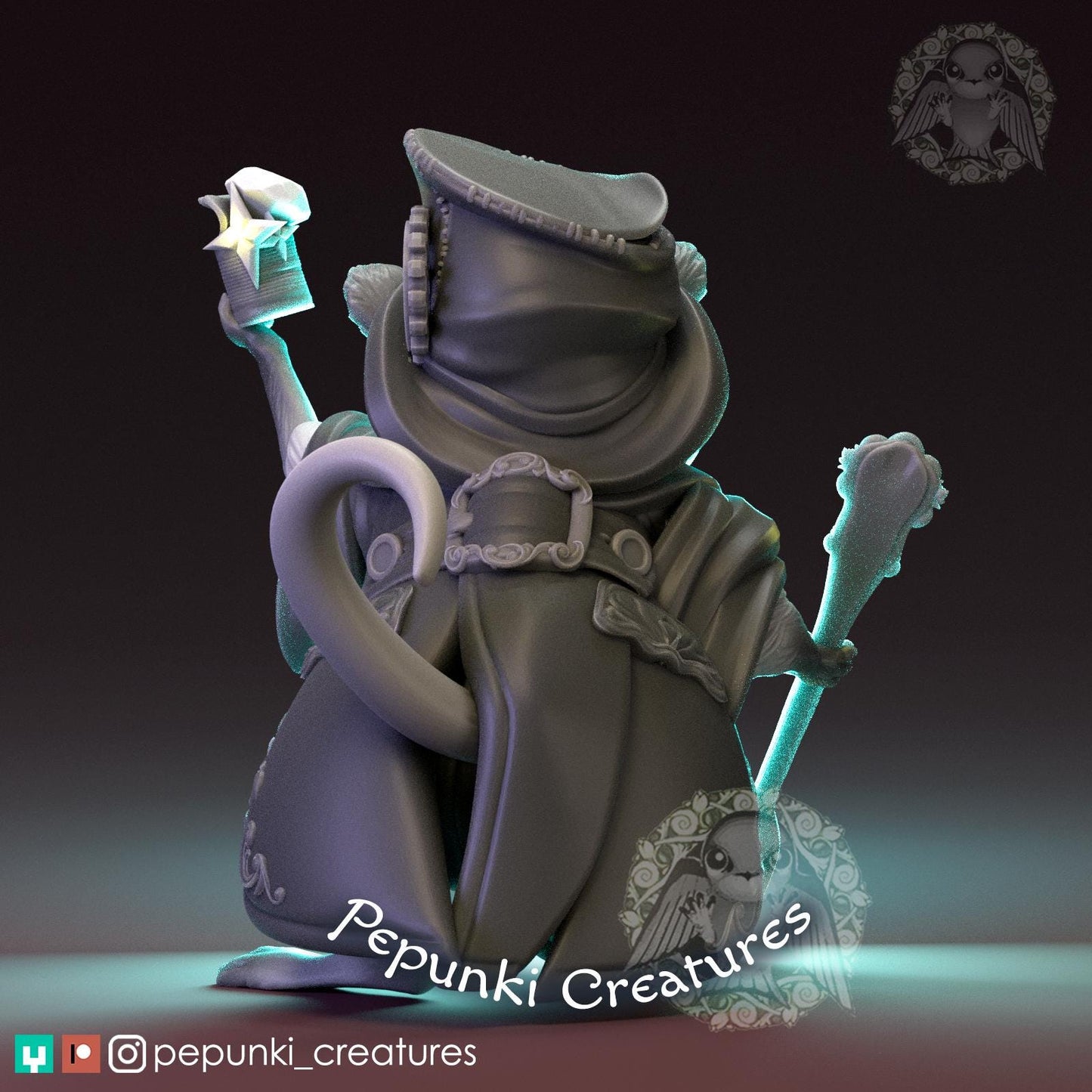 Opossum Metal/tin Collector | Pepunki Creatures | UNPAINTED Miniature in Resin