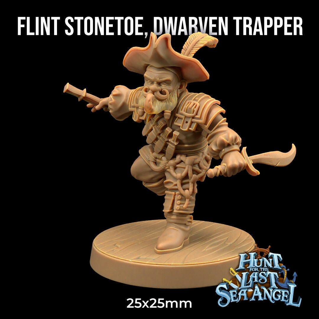 Flint Stonetoe, Dwarven Trapper | Hunt for The Last Sea Angel | Dragon Trappers Lodge | UNPAINTED Miniature in Resin