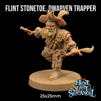 Flint Stonetoe, Dwarven Trapper | Hunt for The Last Sea Angel | Dragon Trappers Lodge | UNPAINTED Miniature in Resin