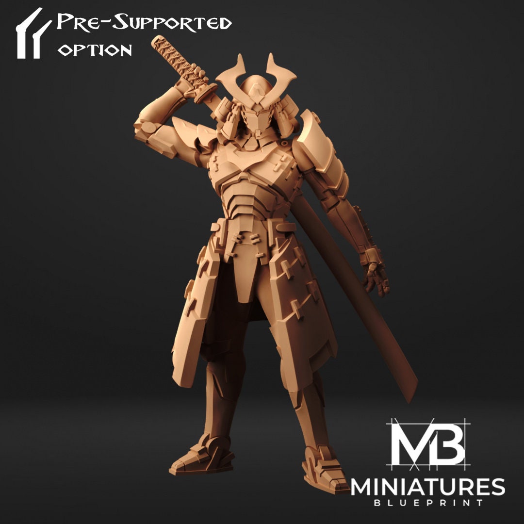 Robot Samurai (3 versions) | Miniatures Blueprint | UNPAINTED Miniature in Resin