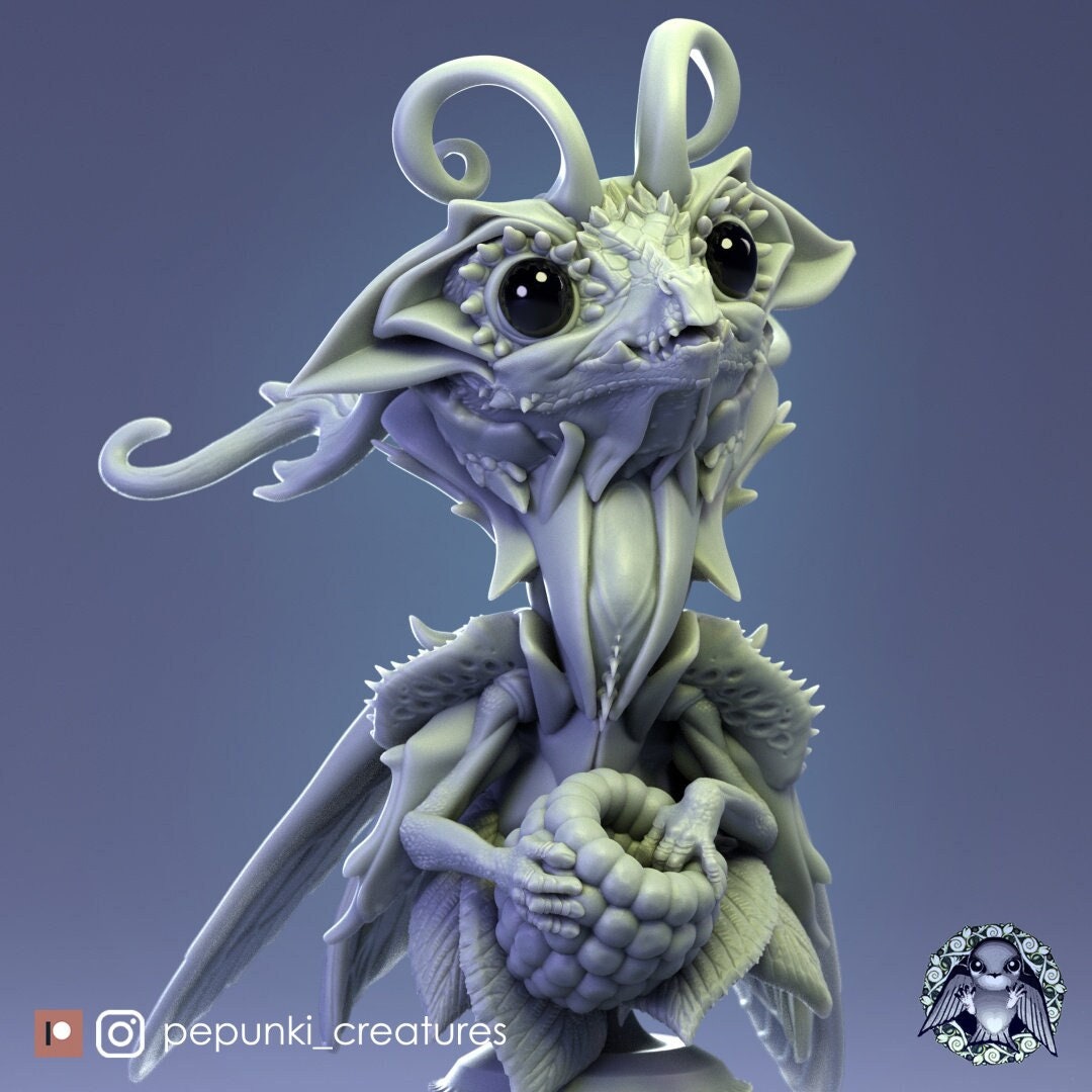 Fairy Dragon Bust | Pepunki Creatures | UNPAINTED Miniature in Resin