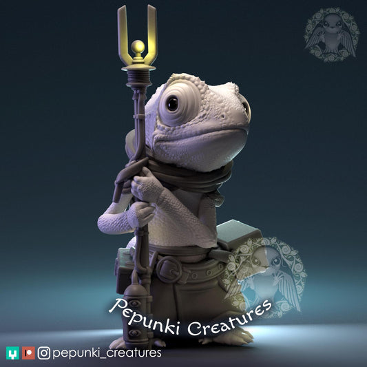 Chameleon Mechanic | Pepunki Creatures | UNPAINTED Miniature in Resin
