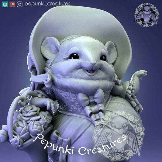 Chinchilla Florist Lady | Pepunki Creatures | UNPAINTED Miniature in Resin