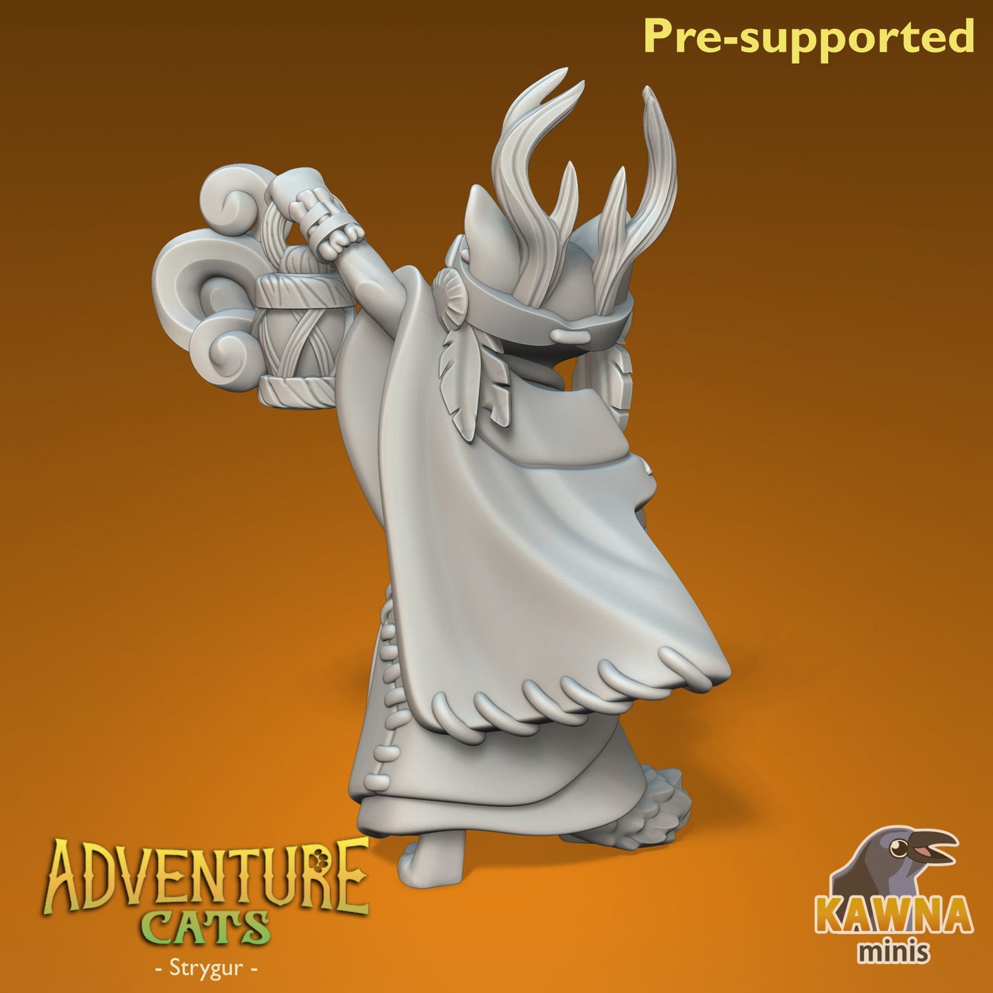 Strygur Druid Cat - Female | Kawna | Adventure Cats | UNPAINTED Miniature in Resin