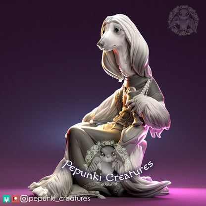 Afghan Hound Noble Lady | Pepunki Creatures | UNPAINTED Miniature in Resin