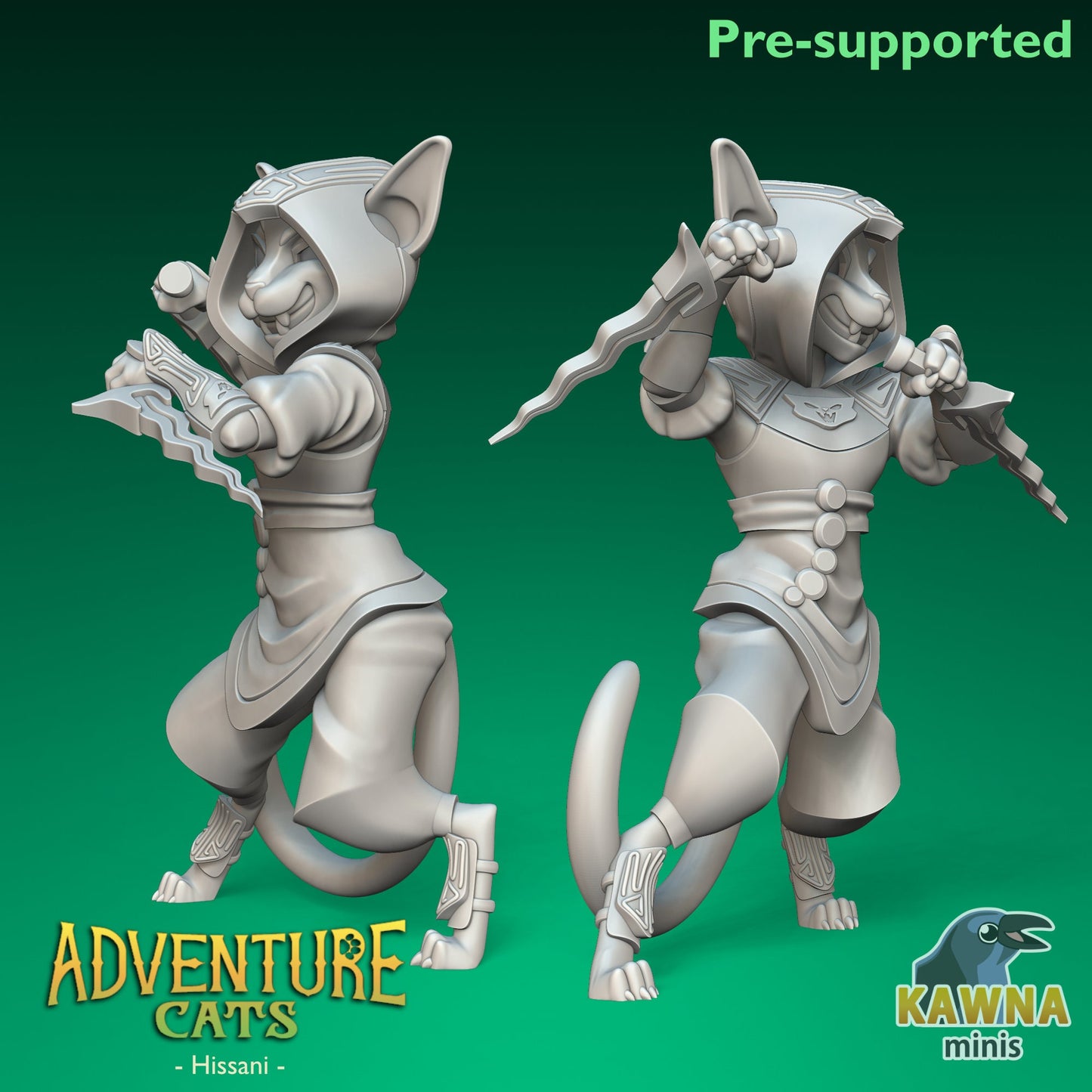 Hissani Rogue Cat - Female | Kawna | Adventure Cats | UNPAINTED Miniature in Resin