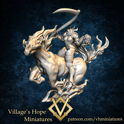 Dullahan with Nightmare Horse Monster Girl | Village's Hope Miniatures | UNPAINTED Miniature in Resin