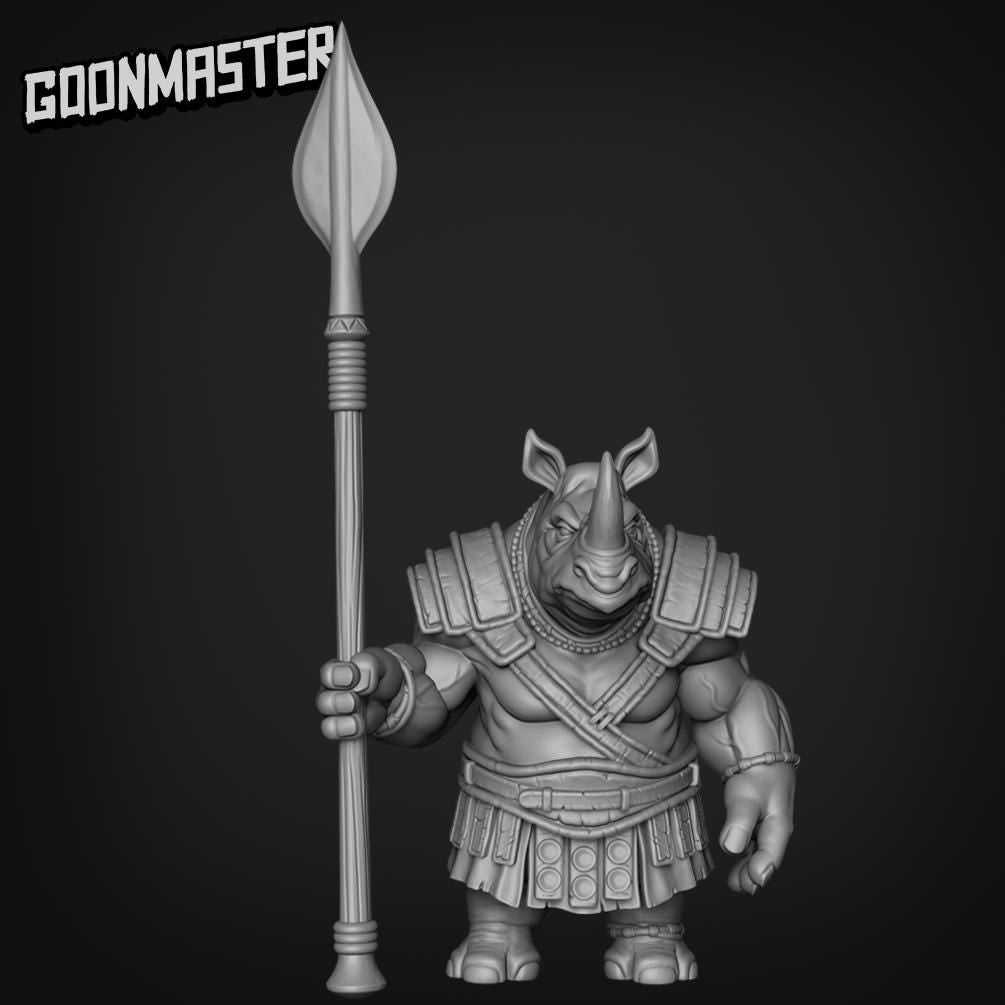 Raging Rhinos (5 poses) Pauldrons - Goon Master | UNPAINTED Miniature in Resin