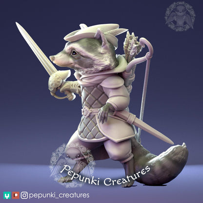 Raccoon Ranger | Pepunki Creatures | UNPAINTED Miniature in Resin