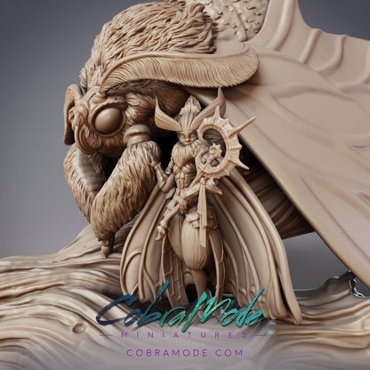 Giant Moth and Mothfolk Tamer | Eacles and Imperialis, Fidelium Shaman and Citheronia | CobraMode | UNPAINTED Miniature in Resin